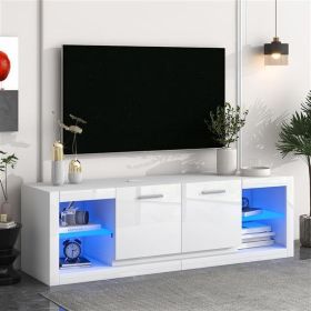 [VIDEO provided] Modern TV Stand with 2 Tempered Glass Shelves, High Gloss Entertainment Center for TVs Up to 70''