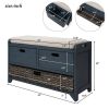 furStorage Bench with Removable Basket and 2 Drawers, Fully Assembled Shoe Bench with Removable Cushion (Navy)