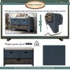 furStorage Bench with Removable Basket and 2 Drawers, Fully Assembled Shoe Bench with Removable Cushion (Navy)