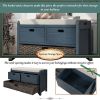 furStorage Bench with Removable Basket and 2 Drawers, Fully Assembled Shoe Bench with Removable Cushion (Navy)