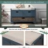 furStorage Bench with Removable Basket and 2 Drawers, Fully Assembled Shoe Bench with Removable Cushion (Navy)
