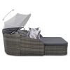 out79.9" Outdoor Sunbed with Adjustable Canopy;  Double lounge;  PE Rattan Daybed
