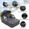 out79.9" Outdoor Sunbed with Adjustable Canopy;  Double lounge;  PE Rattan Daybed