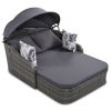 out79.9" Outdoor Sunbed with Adjustable Canopy;  Double lounge;  PE Rattan Daybed
