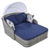 out79.9" Outdoor Sunbed with Adjustable Canopy;  Double lounge;  PE Rattan Daybed
