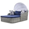 out79.9" Outdoor Sunbed with Adjustable Canopy;  Double lounge;  PE Rattan Daybed