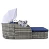 out79.9" Outdoor Sunbed with Adjustable Canopy;  Double lounge;  PE Rattan Daybed