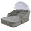 out79.9" Outdoor Sunbed with Adjustable Canopy;  Double lounge;  PE Rattan Daybed