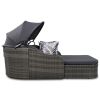 out79.9" Outdoor Sunbed with Adjustable Canopy;  Double lounge;  PE Rattan Daybed