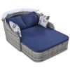 out79.9" Outdoor Sunbed with Adjustable Canopy;  Double lounge;  PE Rattan Daybed
