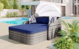 out79.9" Outdoor Sunbed with Adjustable Canopy;  Double lounge;  PE Rattan Daybed