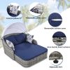 out79.9" Outdoor Sunbed with Adjustable Canopy;  Double lounge;  PE Rattan Daybed